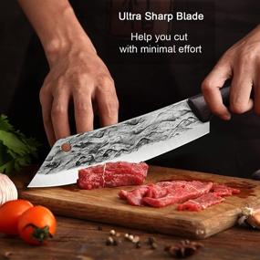 img 2 attached to 🔪 Moontay Hand Forged Full Tang Chef Knife: High Carbon Steel Meat Cleaver for Precision Chopping - Ultimate Kitchen Essential with Gift Box