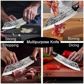 img 3 attached to 🔪 Moontay Hand Forged Full Tang Chef Knife: High Carbon Steel Meat Cleaver for Precision Chopping - Ultimate Kitchen Essential with Gift Box