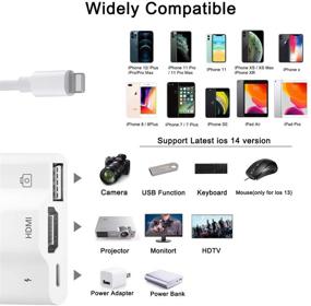 img 3 attached to 3 в 1 HDMI адаптер для iPhone/iPad - HDMI цифровой AV конвертер 1080P синхронизация экрана, адаптер для камеры USB, порт зарядки - Поддерживает HDMI синхронизацию экрана на HD телевизоре, проекторе, мониторе.