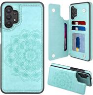 🌸 stylish flower magnetic flip wallet case for samsung galaxy a32 5g (6.5") - mint, with card holder and enhanced protection for women logo