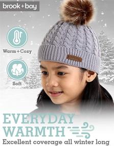 img 2 attached to 🧸 Warm & Cute Kids Pom Pom Beanie: Brook + Bay Baby & Toddler Winter Hats - Girls & Boys will Adore!