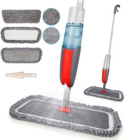 img 4 attached to MEXERRIS Microfiber Spray Mops: Efficient Floor Cleaning with 360° Rotatable Wet/Dry Mop, Refillable Bottle, Reusable Pads, and Scrubber