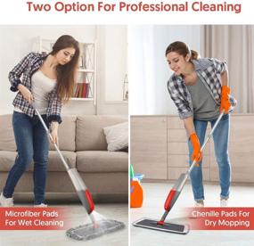 img 2 attached to MEXERRIS Microfiber Spray Mops: Efficient Floor Cleaning with 360° Rotatable Wet/Dry Mop, Refillable Bottle, Reusable Pads, and Scrubber