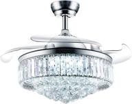 enhance your spaces with the stunning 42 inch crystal chandelier ceiling fan - dimmable, retractable, remote control, 6-speeds, chrome finish for bedroom & living room illumination логотип