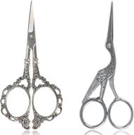 🌸 bihrtc plum blossom and bird sewing scissors set - 2 pairs of 4.5 inch sharp stainless steel scissors shears for crochet, embroidery, needlework, and knitting - silver scissor tips logo