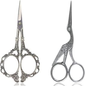 img 4 attached to 🌸 BIHRTC Plum Blossom and Bird Sewing Scissors Set - 2 Pairs of 4.5 Inch Sharp Stainless Steel Scissors Shears for Crochet, Embroidery, Needlework, and Knitting - Silver Scissor Tips