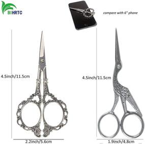 img 3 attached to 🌸 BIHRTC Plum Blossom and Bird Sewing Scissors Set - 2 Pairs of 4.5 Inch Sharp Stainless Steel Scissors Shears for Crochet, Embroidery, Needlework, and Knitting - Silver Scissor Tips