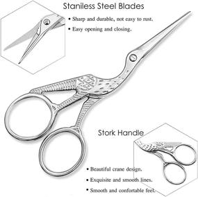 img 1 attached to 🌸 BIHRTC Plum Blossom and Bird Sewing Scissors Set - 2 Pairs of 4.5 Inch Sharp Stainless Steel Scissors Shears for Crochet, Embroidery, Needlework, and Knitting - Silver Scissor Tips