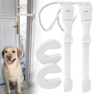 🐶 2 pack dog door strap latch: keep dogs out of litter box & cat food - adjustable & easy to install, includes cat door stopper logo