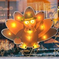 🦃 thanksgiving window silhouette lighted turkey decoration – alladinbox 16-inch orange light with pilgrim hat for wall, door, table, and centerpiece – battery-powered (batteries not included) logo