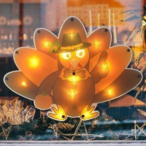 img 4 attached to 🦃 Thanksgiving Window Silhouette Lighted Turkey Decoration – ALLADINBOX 16-Inch Orange Light with Pilgrim Hat for Wall, Door, Table, and Centerpiece – Battery-Powered (Batteries Not Included)