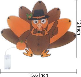 img 2 attached to 🦃 Thanksgiving Window Silhouette Lighted Turkey Decoration – ALLADINBOX 16-Inch Orange Light with Pilgrim Hat for Wall, Door, Table, and Centerpiece – Battery-Powered (Batteries Not Included)