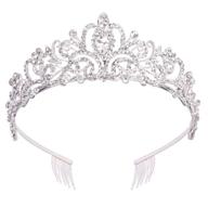 👑 sparkling silver crystal tiara crowns for women and girls - elegant princess crown with combs - ideal for bridal, wedding, prom, birthday, cosplay, halloween costumes - hair accessories for women and girls logo