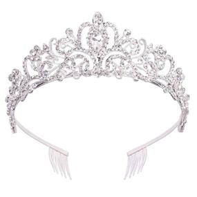 img 4 attached to 👑 Sparkling Silver Crystal Tiara Crowns for Women and Girls - Elegant Princess Crown with Combs - Ideal for Bridal, Wedding, Prom, Birthday, Cosplay, Halloween Costumes - Hair Accessories for Women and Girls