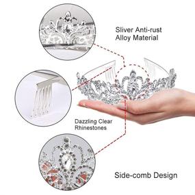 img 2 attached to 👑 Sparkling Silver Crystal Tiara Crowns for Women and Girls - Elegant Princess Crown with Combs - Ideal for Bridal, Wedding, Prom, Birthday, Cosplay, Halloween Costumes - Hair Accessories for Women and Girls