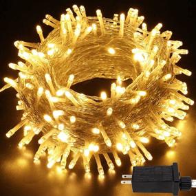 img 4 attached to 🎄 95ft 240LED Warm White Waterproof Christmas String Lights with 8 Modes – Clear Wire Twinkle Lights for Indoor Outdoor Xmas Tree and Halloween Decorations