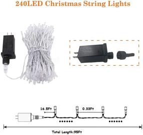img 3 attached to 🎄 95ft 240LED Warm White Waterproof Christmas String Lights with 8 Modes – Clear Wire Twinkle Lights for Indoor Outdoor Xmas Tree and Halloween Decorations