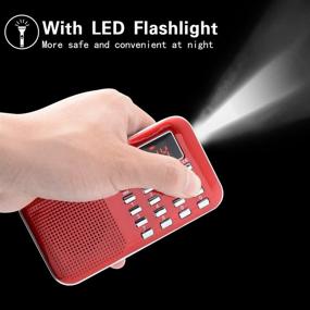 img 1 attached to LEFON Mini Digital AM FM Radio Media Speaker MP3 Music Player Support TF Card/USB Disk With LED Screen Display And Emergency Flashlight Function (Red -Upgraded Version)