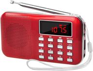 lefon mini digital am fm radio media speaker mp3 music player support tf card/usb disk with led screen display and emergency flashlight function (red -upgraded version) logo