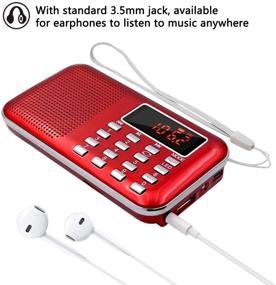 img 2 attached to LEFON Mini Digital AM FM Radio Media Speaker MP3 Music Player Support TF Card/USB Disk With LED Screen Display And Emergency Flashlight Function (Red -Upgraded Version)