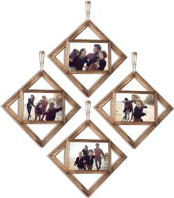 img 4 attached to 🏞️ Enhance Your Décor with Rustic 5x7 Wood Picture Frames - Farmhouse Wall Decor (5x7-4 Pack)