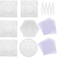 🔶 large round & square clear plastic pegboards for fuse beads - 5mm 6 pack set with 4 white beads tweezers and 20 ironing paper sheets - perfect kids craft supplies from seasonsky logo