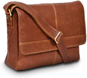 img 4 attached to Натуральная кожаная сумка-мессенджер для мужчин и женщин - сумка для ноутбука 14 дюймов для колледжа, работы и офиса от LEVOGUE (Цвет ТАН)