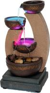 golden tiered bowl fountain with color changing led lights - 11 inches high - includes adapter for enhanced lighting logo