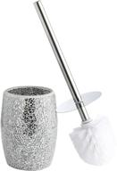 🚽 toilet brush set - silver bathroom accessories for toilet bowl - brush and holder logo