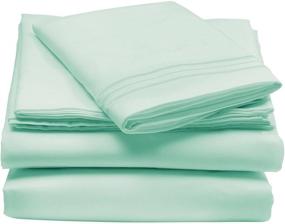 img 4 attached to 🛏️ mDesign Twin Size Superfine Brushed Microfiber Sheet Set - Mint Green - Extra Soft Bed Sheets, Pillowcase, Deep Pockets - Wrinkle Resistant, Comfortable, & Breathable - 3 Piece