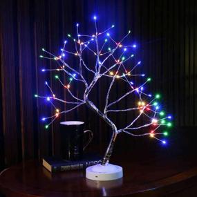 img 2 attached to 🌲 Multicolor Lighted Tree: 8-Function Copper Wire Tabletop Decoration & Gift, Battery/USB Operated