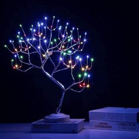 img 4 attached to 🌲 Multicolor Lighted Tree: 8-Function Copper Wire Tabletop Decoration & Gift, Battery/USB Operated