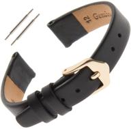 gilden ladies flat black leather watch band f60: timeless classic in calfskin – sizes 6-14mm logo