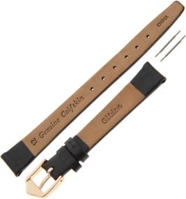 img 1 attached to Gilden Ladies Flat Black Leather Watch Band F60: Timeless Classic in Calfskin – Sizes 6-14mm
