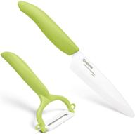 🔪 kyocera revolution green utility knife and peeler set – 4.5 inch – unmatched versatility logo