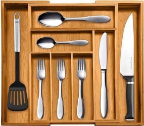 img 4 attached to 🍴 Optimize your Drawer with the Bellemain 100% Bamboo Expandable Utensil Cutlery and Utility Organizer - 8 Slot