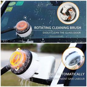 img 1 attached to 🚗 JSCARLIFE Vehicle Wash Brush – Non-electric Automotive Window Cleaning Handle with 360 Degree Rotation – Garden Sprinkling Tool