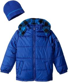 img 1 attached to iXtreme Boys' Puffer Coat with Hat - 100% Polyester for Maximum Comfort