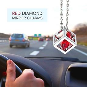 img 3 attached to Stunning Red Diamond Cube Crystal Car Rear View Mirror Charms - Sparkling Bling Car Accessories and Decorative Sun Catcher Ornament for Home and Auto