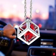 stunning red diamond cube crystal car rear view mirror charms - sparkling bling car accessories and decorative sun catcher ornament for home and auto logo