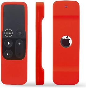 img 1 attached to Упаковка из двух чехлов из силикона TOKERSE совместима с пультом Apple TV 4K / HD 4-го поколения Siri (1-го поколения) - ударопрочный чехол для пульта ДУ совместим с пультом Apple TV 4K 4-го поколения Siri - черный красный.