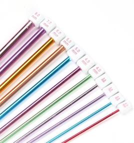 img 2 attached to 🌈 Multicolour Aluminum Tunisian/Afghan Crochet Hook Needles - Pack of 11, 10.5" (2.0mm-8mm) Different Sizes