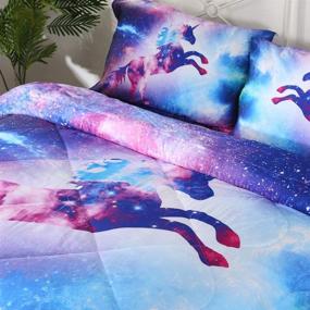 img 2 attached to 🦄 Enjohos Galaxy Unicorn Bedding Set: Full Size Purple & Blue Space Comforter for Kids Girls – Sparkly Star Sky Duvet with Ultra Soft & Durable 3-Piece Bedspread