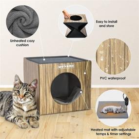 img 3 attached to Upgraded 2021 PETNF Heated Cat House with Heating Mat for Outdoor Indoor Cats and Small Dogs - Foldable, Waterproof Kitty Shelter Bed