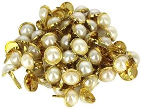 img 3 attached to 📚 BESTCYC Imitation Pearl Brads: 12 x 18mm, 100pcs - Perfect for Scrapbooking, Card Making, and Wedding Crafts