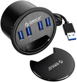 img 4 attached to ORICO Desk Grommet USB Hub with Extension Cord - 4 Port USB 3.0, 4.9ft Cable, Diameter 60mm Hole, Desktop Cable Organizer, Office Accessories for PC, Flash Drive, HDD, and USB Devices