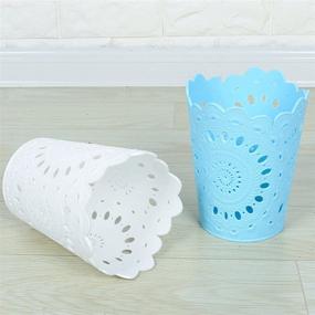 img 1 attached to 🗑️ HMANE PP Hollow Pattern Solid Color Paper Basket Trash Can Dustbin Without Lid - 5.7X 7.8 x 9.5 inches: Stylish and Functional Waste Management Solution