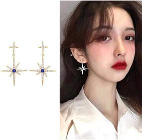 img 1 attached to 💫 ANDPAI Fashion Chic Unique Sparkling White Crystal Star CZ Dangle Earrings for Women Girls - Statement Jewelry Gifts