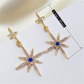 img 3 attached to 💫 ANDPAI Fashion Chic Unique Sparkling White Crystal Star CZ Dangle Earrings for Women Girls - Statement Jewelry Gifts