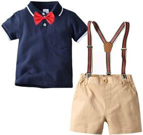 img 4 attached to Carlatar Little Gentleman Outfits Suspender Boys' Clothing in Clothing Sets